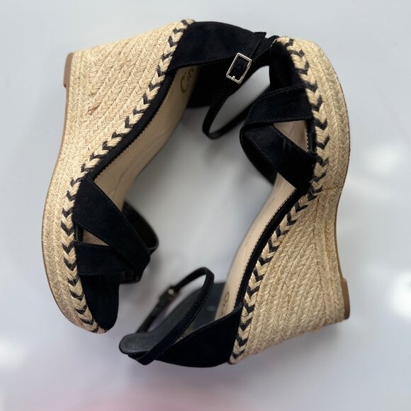 Sam Edelman Circus Black Espadrille Wedge Sandals w/ Ankle Strap & 4" Heel 10M - Picture 2 of 11